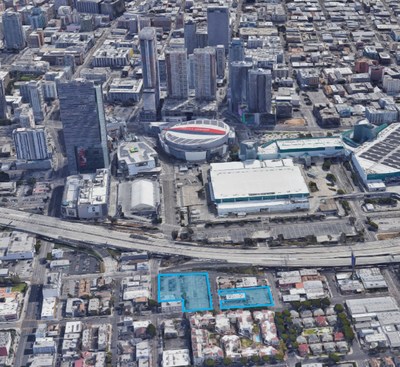 Aerial View of 68,000 Square-foot Parking Lot Located Near the Staples Center in Downtown Los Angeles