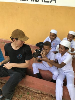 Paris Brosnan traveled to Sri Lanka with Lauren Bush Lauren and Christian Courtin-Clarins in 2019, to witness and document Clarins & FEED work.
