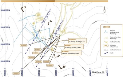Figure 11 – Happy Valley surface plan showing location and orientation of drill holes (CNW Group/E79 Resources Corp.)
