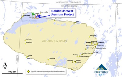 Figure 1: Goldfields West Uranium Project location map. (CNW Group/Fortune Bay Corp.)