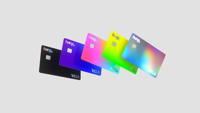 Las 5 tarjetas bancarias de la Colección 2021 de Hey Banco. Imagen: Brands&People + Hey Banco