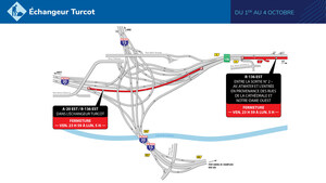 Réfection majeure des tunnels Ville-Marie et Viger - Fermetures dans le corridor de la route 136 en direction est du 1er au 4 octobre 2021