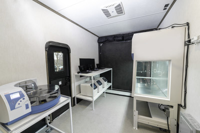 The StemExpress Mobile Laboratories are fully contained, all-weather deployment laboratories built to travel to any area impacted by COVID-19 to deliver vaccines and testing. The proprietary build includes a full-scale COVID-19 PCR testing laboratory, including a high throughput gold-standard RT-PCR testing laboratory capable running up to 300 tests every 4 hours and ThermoFisher Acculatm PCR rapid testing solution with highly accurate results in 30 minutes. Mobile Laboratories are Properly outfitted to safely store and deploy COVID-19 vaccines, boosters, and COVID-19 antibody treatments, utilizing onboard refrigeration and freezers. They also come equipped with additional generators and expanded gas tanks for the ability to run operations when no power is available. Labs come with disaster WiFi units designed to pick up a signal reliably anywhere in the world, allowing for immediate reporting to healthcare providers, public health departments and government agencies via the StemExpress Epic EHR system portal.