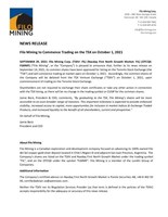 Filo Mining to Commence Trading on the TSX on October 1, 2021 (CNW Group/Filo Mining Corp.)