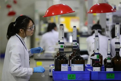 An employee works in Asymchem’s laboratory in Tianjin. [Photo provided to chinadaily.com.cn]