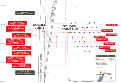 Figure 2. Golden Joint Main and Golden Joint HW plan view (CNW Group/New Found Gold Corp.)