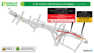 Planifier ses dplacements durant la fin de semaine du 1er au 4 octobre entraves majeures sur le rseau autoroutier (Groupe CNW/Ministre des Transports)