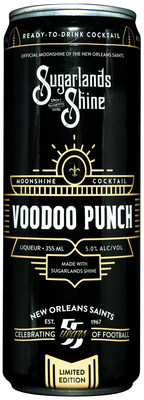 Voodoo Punch is a lightly carbonated canned moonshine cocktail featuring a blend of tropical fruit including pineapple, coconut, citrus and a hint of cherry. It is the first canned moonshine cocktail to feature official NFL marks.  Sugarlands Distilling Co. is producing Voodoo Punch as part of its multiyear partnership with the New Orleans Saints.