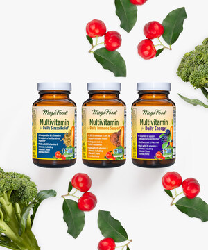 MegaFood® Expands Multivitamin Product Line with Launch of 3 New Multivitamins with Immune, Energy or Stress Support†