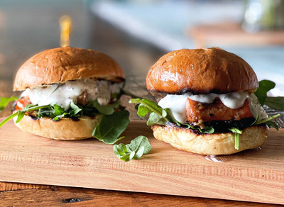 Salmon sliders are a favorite way to reel in the health benefits of eating seafood. The American Heart Association suggests eating at least two servings of seafood each week, which provides you with essential nutrients like omega-3 fatty acids and lean protein. (Photo by Jessica Miller, RD / Seafood Nutrition Partnership; recipe available at https://www.seafoodnutrition.org/recipes )