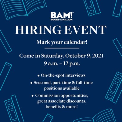 Books-A-Million aims to hire 1,000 new associates in one day at its nationwide Hiring Event ahead of the holiday shopping season.