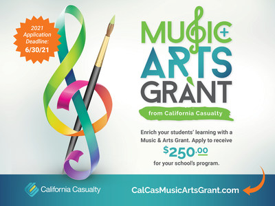 California Casualty’s Music and Arts Grant program receives applications year-round. To be considered for a 2022 award, educators at public K-12 schools can apply for a $250 Music and Arts Grant at www.calcasmusicartsgrant.com.