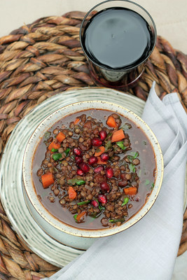 Pomegranate Vegetable Soup with Lentils