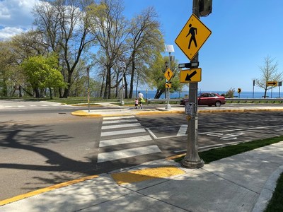 Named for their widespread usage in Denmark, "Danish Offset" crosswalks enable pedestrians to better observe approaching vehicles.