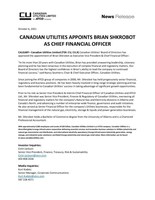 CANADIAN UTILITIES APPOINTS BRIAN SHKROBOT AS CHIEF FINANCIAL OFFICER (CNW Group/Canadian Utilities Limited)