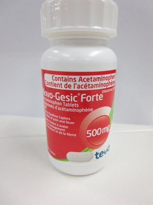Bouteille de 100 comprimés d'acétaminophène de 500 mg Novo-Gesic (Groupe CNW/Santé Canada)