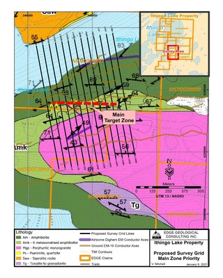 Ithingo Lake Property - Proposed Survey Grid Main Zone Priority (CNW Group/SKRR Exploration Inc.)