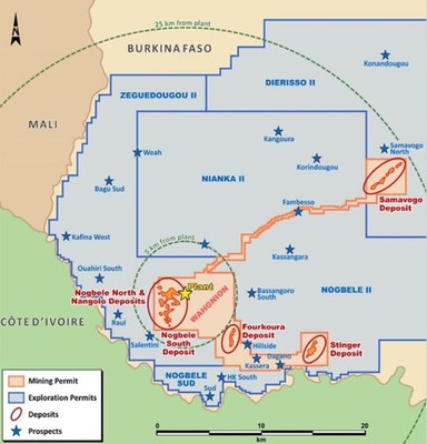Figure 1: Wahgnion Gold Project operations and prospects, with near term target areas underlined
Source: Endeavour presentation dated 30 September 2021 (CNW Group/Elemental Royalties Corp.)