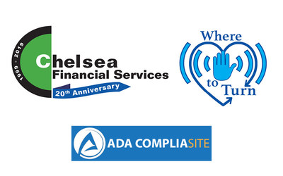 Group of Logos - Chelsea Financial Services - Where to Turn - ADA CompliaSite - Chelsea Financial Sponsors ADA CompliaSite, ADA Website Compliance Software, to Where-to-Turn, a crises relief organization.