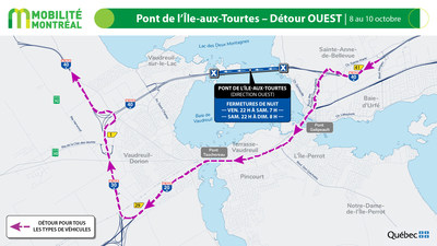 9. A40 ouest - pont de l'le-aux-Tourtes, fermetures de nuit, du 8 au 10 octobre (Groupe CNW/Ministre des Transports)