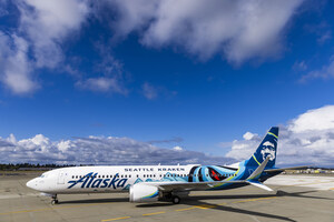 Alaska Airlines celebrates the Seattle Kraken's inaugural season with bold livery