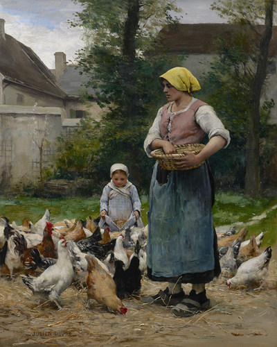 Julien Dupré (1851-1910), Femme avec des poules, Photo courtesy of Rehs Galleries, Inc., New York
