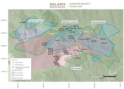 Figure 2 – Plan View of Warintza Drilling Released to Date (CNW Group/Solaris Resources Inc.)