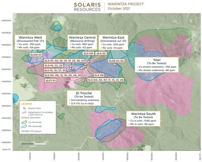 Figure 3 – Plan View of 7km x 5km Warintza Porphyry Cluster (CNW Group/Solaris Resources Inc.)