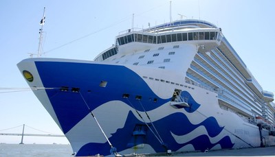 Majestic Princess, docked at Pier 27, marks the first cruise ship to return to San Francisco since the cruise industry pause in operations.