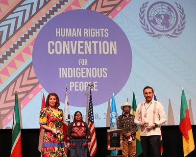 Manuel Velasco (right) president of the Court of Administrative Justice of the State of Oaxaca, and his wife Fabiola Ramirez (left), at the Human Rights Convention for Indigenous People hosted by the Church of Scientology of the Valley. Mr. Velasco works to end human rights abuses against vulnerable indigenous women and children.