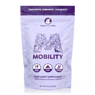 Mobility Daily Joint Supplement, the first product of Vital Pet Life’s Plus line, takes on traditional pet mobility treat products with a proprietary blend of four sustainably-sourced ingredients and no fillers.