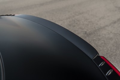 The rear spoiler of the Sonata N Line Night Edition on the shoulder of a canyon road in Riverside County, Calif., Fri. Sept. 24, 2021. (Photo/Hyundai Motor America)