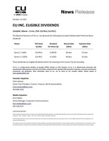CU Inc. Eligible Dividends. (CNW Group/CU Inc.)