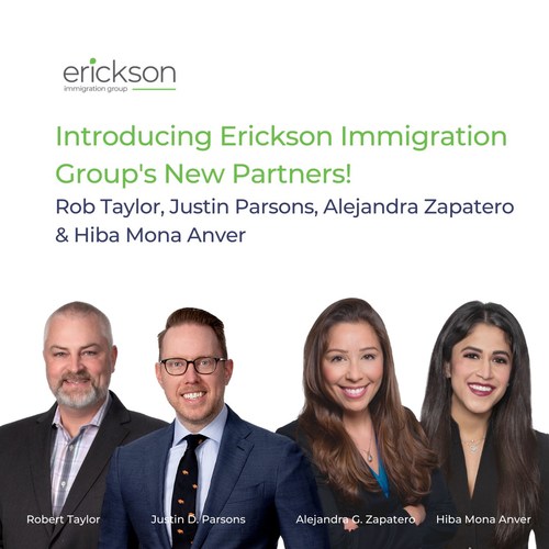 Erickson Immigration Group New Partners — Rob Taylor, Justin Parsons, Alejandra Zapatero, and Hiba Mona Anver