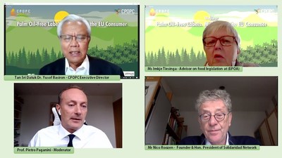 Speakers of the webinar challenged the free palm oil labels in the EU market. 