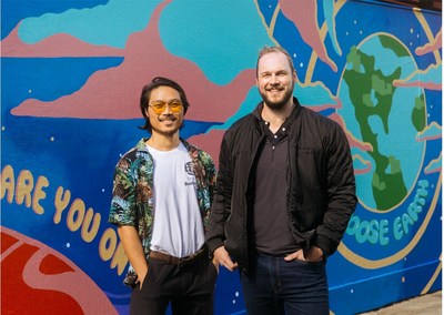 Artist Kent Yoshimura and Fifth Wall Partner Greg Smithies pictured in front of the mural.