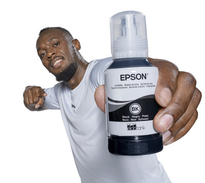 Usain Bolt, the face of a major awareness building campaign for Epson's cartridge-free EcoTank printers.