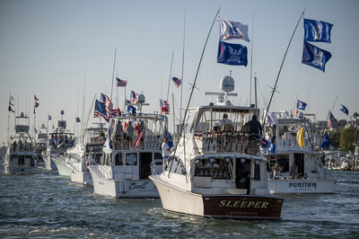 The WHOW 2021 Sportfishing Tournament featured 40 of the west coast’s finest sportfishing yachts, all of whom donated their boats, captains, crews, fuel, tackle and food, representing an in-kind donation of more than $800,000. (Shown here: Tournament participants loop through Newport Harbor as part of the event’s second annual Boat Parade).
