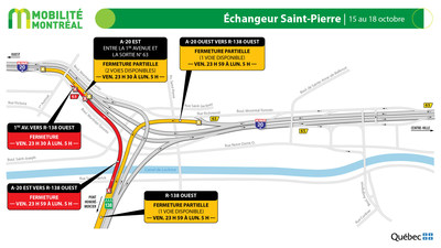changeur Saint-Pierre (A20 / R138), fin de semaine du 15 octobre (Groupe CNW/Ministre des Transports)