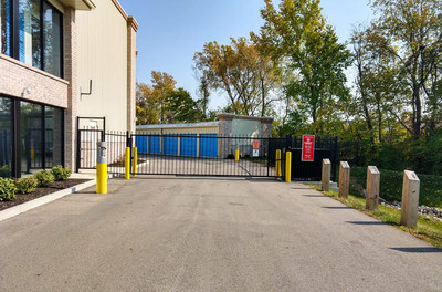 The front gate of StorageMart self storage at 10415 Allisonville Rd, in Fishers, IN.