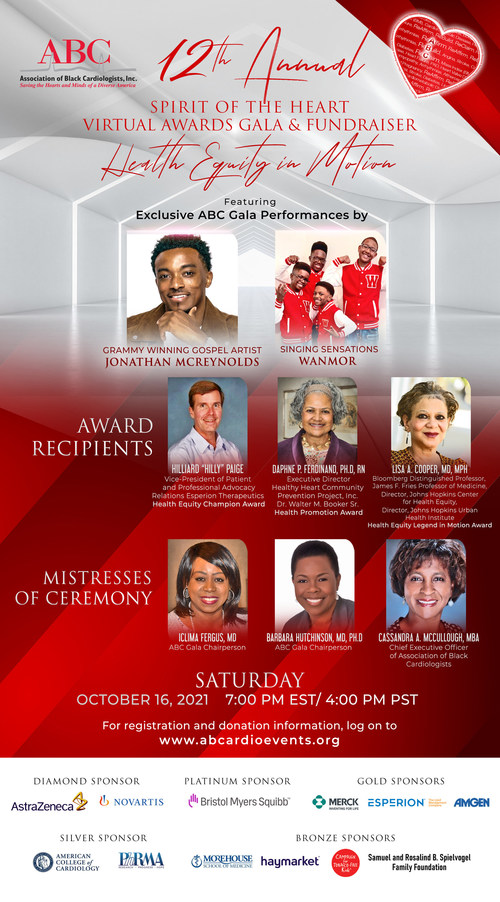 Association of Black Cardiologists' 12th Annual Spirit of the Heart Awards Gala & Fundraiser flyer