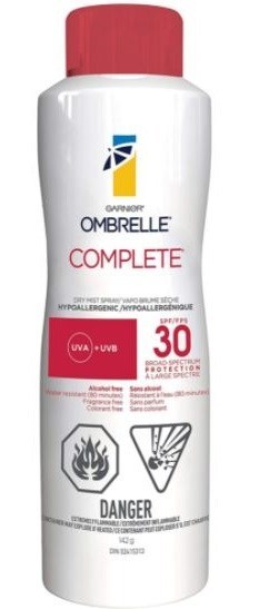 Advisory - Ombrelle Garnier Complete Dry Mist Spray sunscreen recalled due to elevated benzene levels
