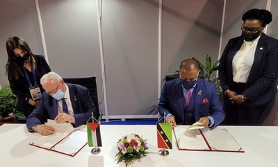 Foreign Minister Riad Maliki of the State of Palestine and Foreign Affairs Mark Brantley of St Kitts and Nevis signed a visa-free waiver agreement at the 60th anniversary of the Non-Aligned Movement in Serbia this week.
