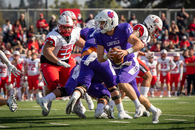 The Streak turns 65 years old as Linfield University Football defeats Pacific University in McMinnville, OR. Pictured Linfield's Wyatt Smith (#12) during the Oct. 16 Linfield vs. Pacific game.