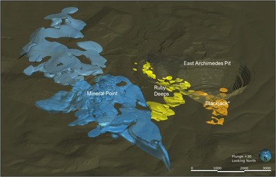 Figure 1 – Surface Plan of the Ruby Hill Deposits (*Denotes mineralized zone and not mineral resource) (CNW Group/i-80 Gold Corp)