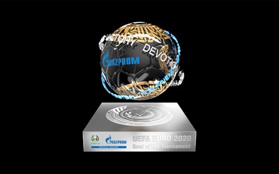UEFA EURO 2020 Goal of the Tournament NFT-trophy initiated by Gazprom and created by calligrafuturist artist Pokras Lampas.