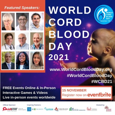Discover the potential of cord blood in regenerative medicine and gene therapy! Register free on EVENTBRITE for World Cord Blood Day 2021! #WorldCordBloodDay #WCBD21