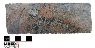 Figure 1 – Magmatic-hydrothermal breccia with bornite, magnetite, quartz and K-spar matrix. Core from Mocoa, with potassic alteration and high magnetite content (222 metre depth). (CNW Group/Libero Copper & Gold Corporation.)