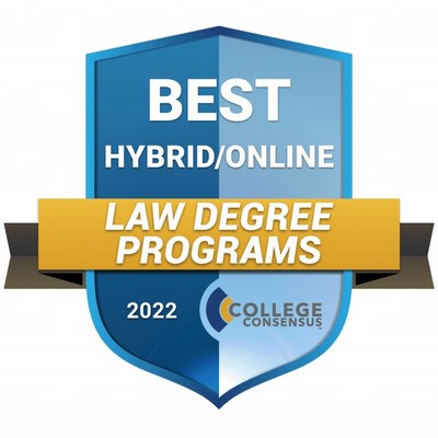 College Consensus' badge for the best hybrid/online law degree programs of 2022