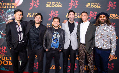From L to R: Yusuke Ogasawara, Adam VillaSeñor, Henry Cejudo, Reza Ghassemi, Tyler Wood, and Jacob Stein attend the LA Premiere benefiting local youth leaders at Peace4Kids.